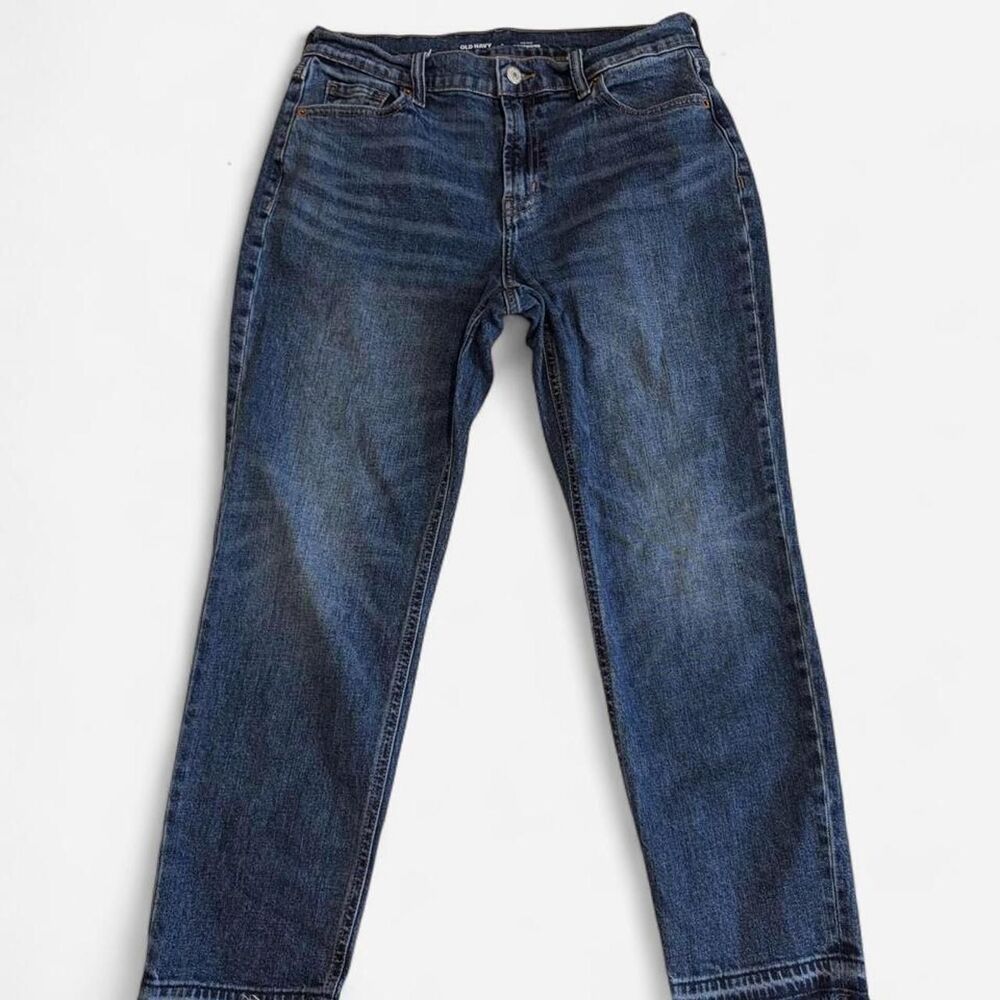 Old Navy Boyfriend Mid Rise Cropped Raw Hem Jeans Blue Women’s Size 6